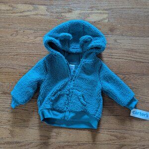 NWT Carter's Blue Sherpa Fleece Hoodie Jacket - Size 6 Months